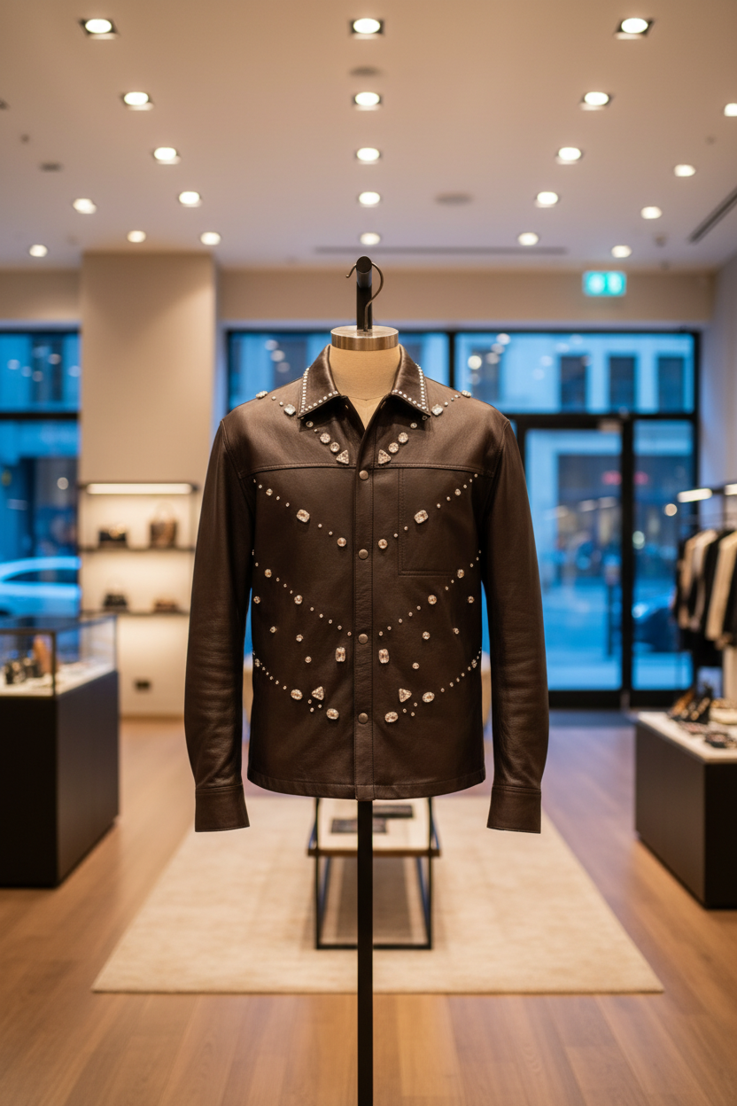 Diamond Boy Jacket in luxury boutique setting